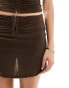 COLLUSION ruched eyelet trim mini skirt co-ord in brown