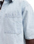 Pull&Bear jacquard denim shirt in blue