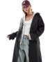 Фото #4 товара ASOS DESIGN rubberised rain hooded trench coat with belt detail in black