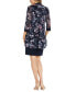 ფოტო #2 პროდუქტის Petite Floral Mesh Jacket and Contrast-Trim Sleeveless Dress