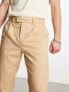 New Look – Schmal zulaufende Hose in Steinbeige mit Bundfalten