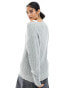 Weekday Farila oversized v neck ladder knit jumper in light grey Серый, L - EU 44-46 - фото #4