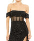 Women's Sequined Gown With Sheer Corset Waist And Slit