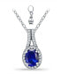 ფოტო #1 პროდუქტის Simulated Blue Sapphire and Cubic Zirconia Halo Pendant