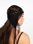 COLLUSION crochet festival skull cap with tie detail in black