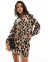 Фото #1 товара Never Fully Dressed linen shirt co-ord in leopard