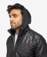 Фото #8 товара Men's Grainy Polyurethane Leather Hooded Jacket with Faux Shearling Lining