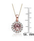 Sterling Silver with Rose Gold Plated Morganite Pink Round Cubic Zirconia with Small Clear Round Cubic Zirconias Halo Necklace