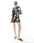 Vero Moda relaxed shorts co-ord in abstract mono print