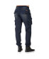 Men's Premium Knit Denim Jogger Jeans Indigo Vintage-like Cargo Zipper Pockets