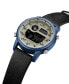 ფოტო #2 პროდუქტის Men's Digital Black Synthetic Leather Strap Watch, 46mm