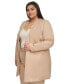 Фото #3 товара Plus Size Linen-Blend Collarless Open-Front Jacket