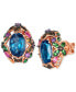 ფოტო #1 პროდუქტის Multi-Gemstone (8-5/8 ct. t.w.) & Nude Diamond (1/6 ct. t.w.) Floral Statement Stud Earrings in 14k Rose Gold