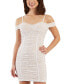 ფოტო #1 პროდუქტის Juniors' Off-The-Shoulder Flocked Velvet Ruched Dress