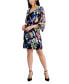 ფოტო #1 პროდუქტის Petite Floral Cape-Sleeve A-Line Dress