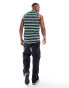 Brave Soul classic stripe vest in green & white