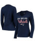 Фото #1 товара Women's Navy New England Patriots Post Season Long Sleeve V-Neck T-shirt