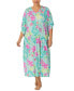 ფოტო #1 პროდუქტის Plus Size Floral V-Neck Caftan Nightgown