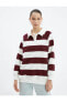 Фото #5 товара Polo Yaka Sweatshirt Şardonlu Uzun Kollu