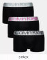 Calvin Klein steel cotton trunks 3 pack in black with coloured waistband M - фото #2