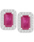 ფოტო #5 პროდუქტის Sapphire (1-2/5 ct. t.w) & Diamond (1/5 ct. t.w.) Stud Earrings in Sterling Silver (Also in Ruby & Emerald)