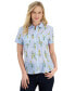 Фото #1 товара Women's Floral-Print Button-Down Camp Shirt