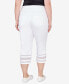 Фото #2 товара Plus Size Pull-On Decorative Hem Denim Capri Pants