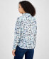 ფოტო #2 პროდუქტის Women's Printed Roll-Tab-Sleeve Button-Front Cotton Shirt