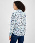 Women's Printed Roll-Tab-Sleeve Button-Front Cotton Shirt