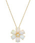 ფოტო #1 პროდუქტის Opal (1-1/2 ct. t.w.) & Diamond (1/20 ct. t.w.) Flower 18" Pendant Necklace in 14k Gold