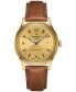 ფოტო #1 პროდუქტის Men's Swiss Automatic DS Brown Leather Strap Watch 41mm