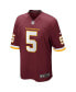 Men's Tress Way Burgundy Washington Football Team Game Jersey