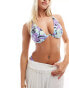 Фото #1 товара ASOS DESIGN Fuller Bust halter monowire bikini top in retro print