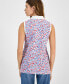 Фото #2 товара Women's Floral Print Sleeveless Polo Shirt