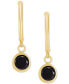 ფოტო #3 პროდუქტის Onyx Circle Dangle C-Hoop Earrings in 14k Gold