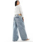 Noisy May Curve wide leg jeans in light wash denim