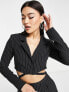 Фото #4 товара ASOS DESIGN tailored 2 in 1 crop blazer jumpsuit in black pinstripe