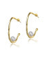 ფოტო #2 პროდუქტის Sterling Silver 14K Gold Plated with Genuine Freshwater Pearl Hoop Earrings
