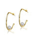 Sterling Silver 14K Gold Plated with Genuine Freshwater Pearl Hoop Earrings