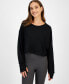 Фото #1 товара Women's Waffle-Knit Drop-Shoulder Top, Created for Macy's