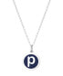 Mini Initial Pendant Necklace in Sterling Silver and Navy Enamel, 16" + 2" Extender