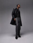 Topman faux leather longline coat in black