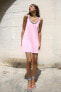 Фото #1 товара Однотонное трикотажное мини-платье со стразами ZARA