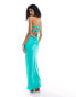 Pretty Lavish hammered satin maxi dress in jade green