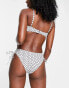 Topshop polka dot ruche side high leg bikini bottom in white