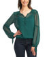 ფოტო #3 პროდუქტის Juniors' Lace-Inset Bishop-Sleeve Tie-Cuff Blouse