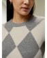 ფოტო #3 პროდუქტის Women's Round Neck Diamond Pattern Cashmere Sweater for Women