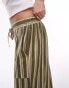 Topshop low rise stripe draw cord straight leg linen trouser in multi