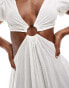 Фото #2 товара ASOS DESIGN puff sleeve cut out maxi beach dress with ring detail in white