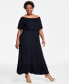 Фото #1 товара Plus Size Off-The-Shoulder Maxi Dress, Created for Macy's